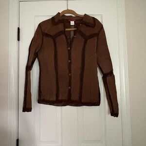 Vintage IDI by Matthew Brown Suede Shirt Jacket With Crochet Detail Size Medium